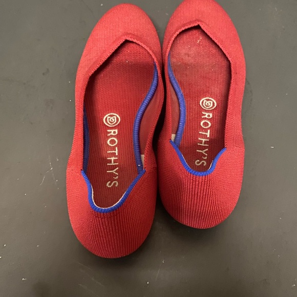 Rothy's Vibrant Red Flats with Blue Trim - Picture 7 of 10